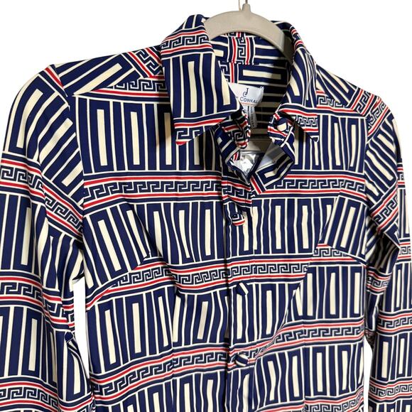 Jude Connally Button Down Top Geometric Print Long Sleeve Blue Size XS NEW - Picture 4 of 6